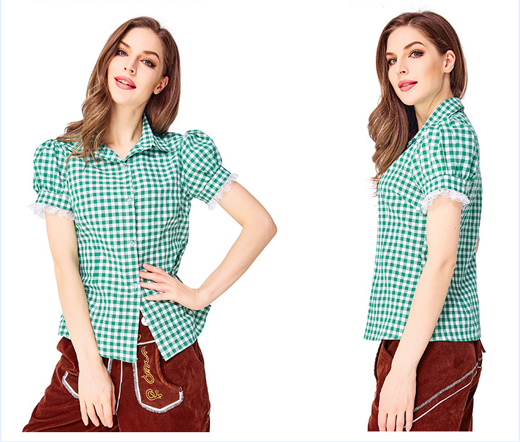 Womens Oktoberfest Outfit Embroidered Blouse with Lederhosen Shorts